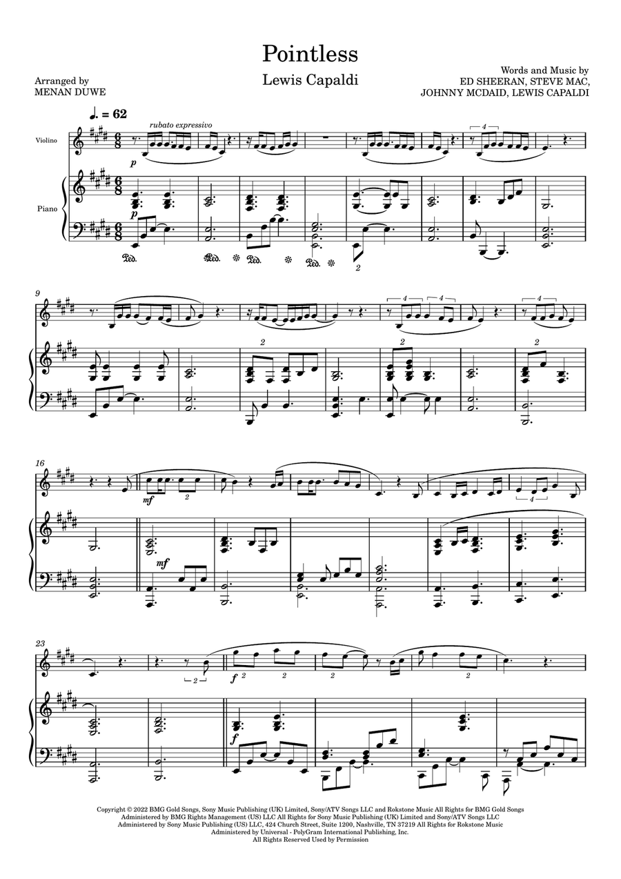Pointless Violin Solo scores gallery preview page 1