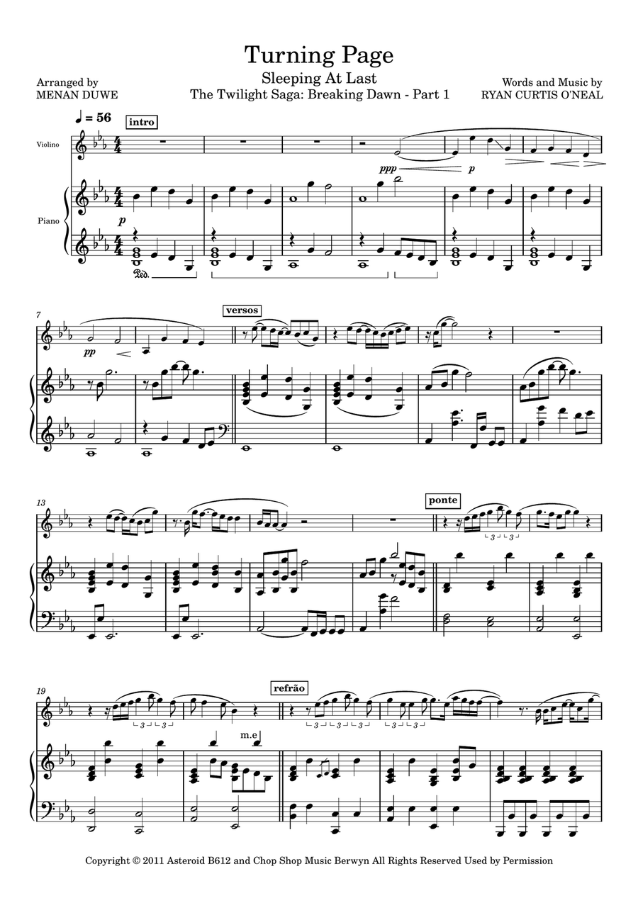 Turning Page Violin Solo scores gallery preview page 1