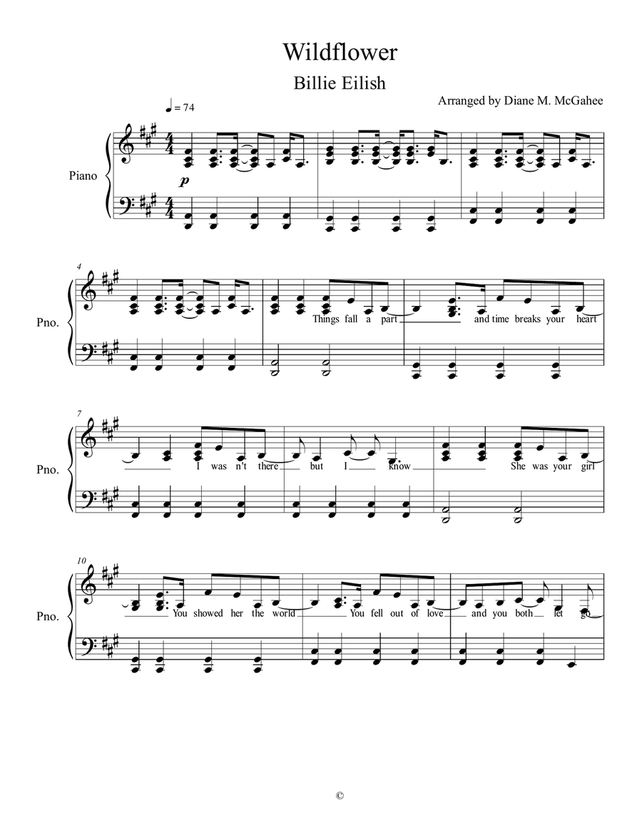Wildflower Wildflower Piano, Vocal scores gallery preview page 1