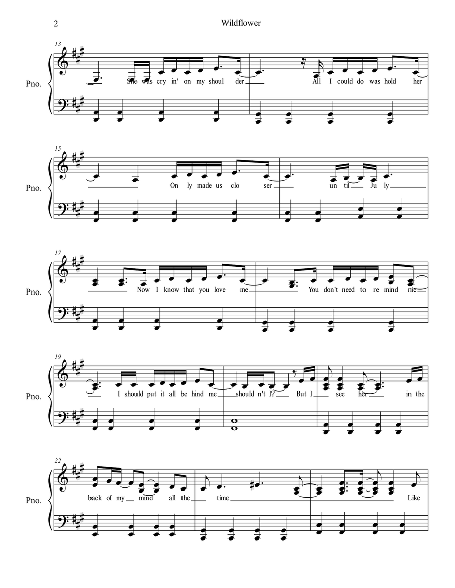 Wildflower Wildflower Piano, Vocal scores gallery preview page 2