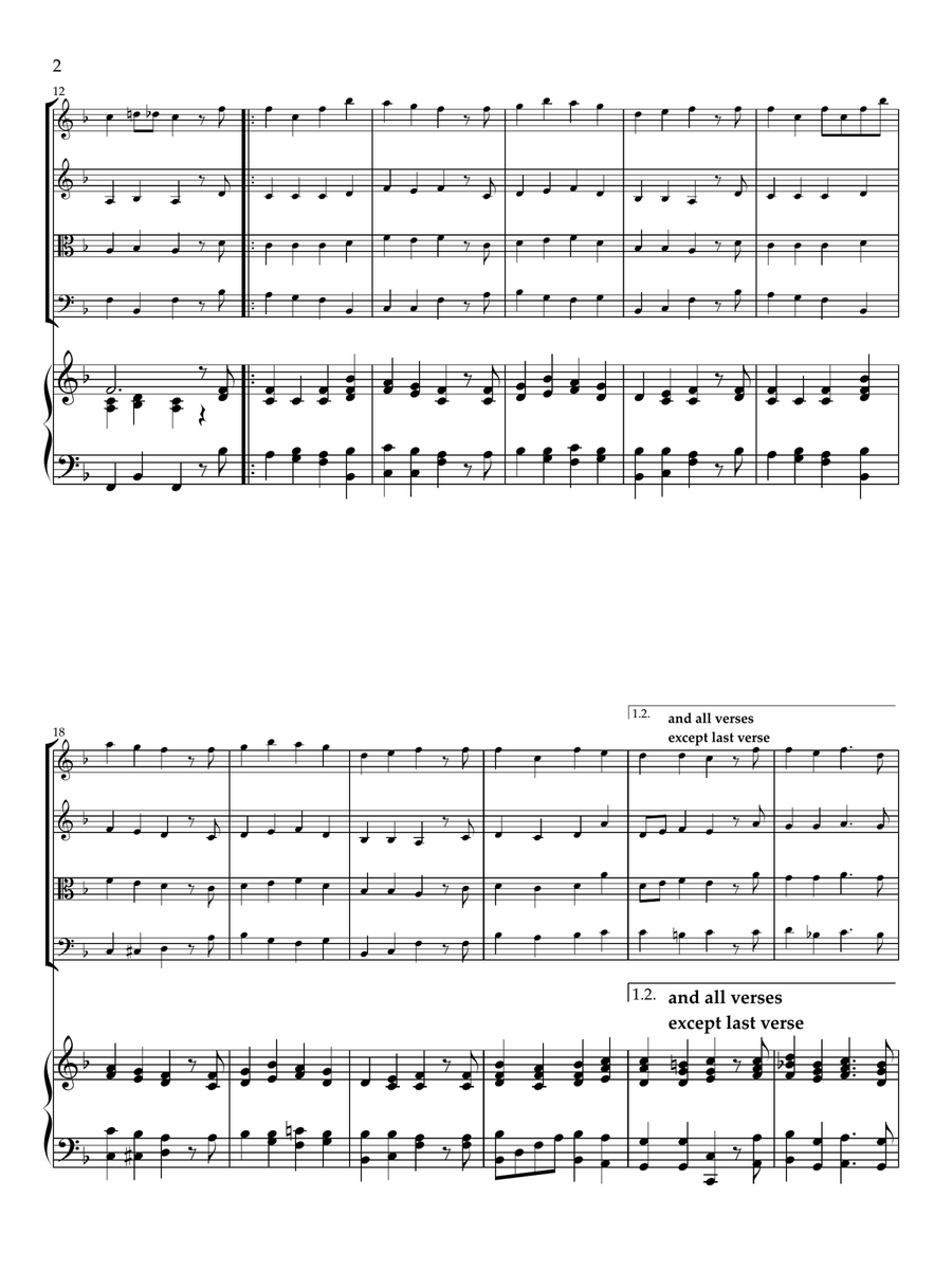 Nun Freut Euch with Amazing Grace, hymn accompaniment for Piano Quartet Piano Quartet scores gallery preview page 2