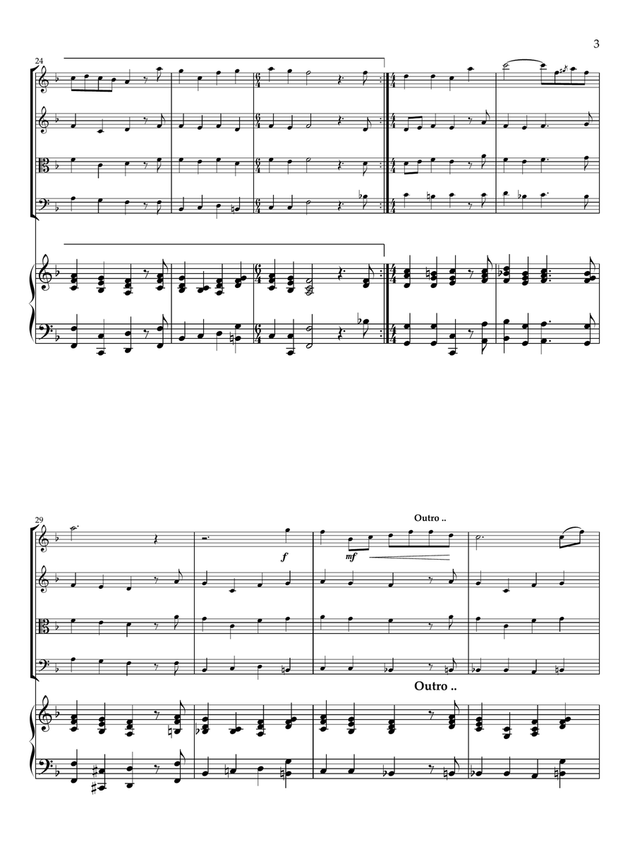 Nun Freut Euch with Amazing Grace, hymn accompaniment for Piano Quartet Piano Quartet scores gallery preview page 3