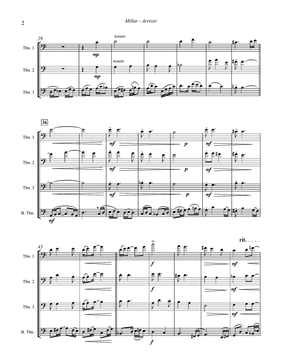 Arriver for Trombone Quartet Brass Quartet scores gallery preview page 2