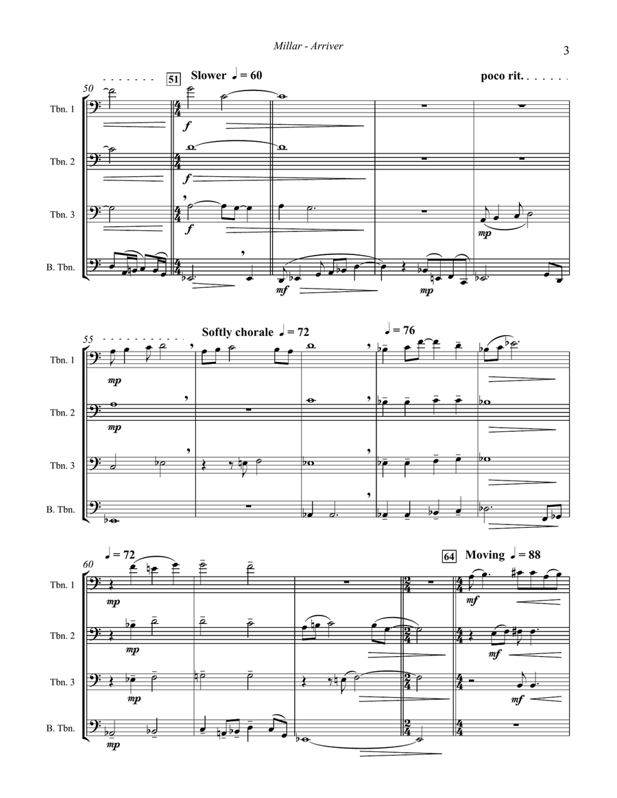 Arriver for Trombone Quartet Brass Quartet scores gallery preview page 3