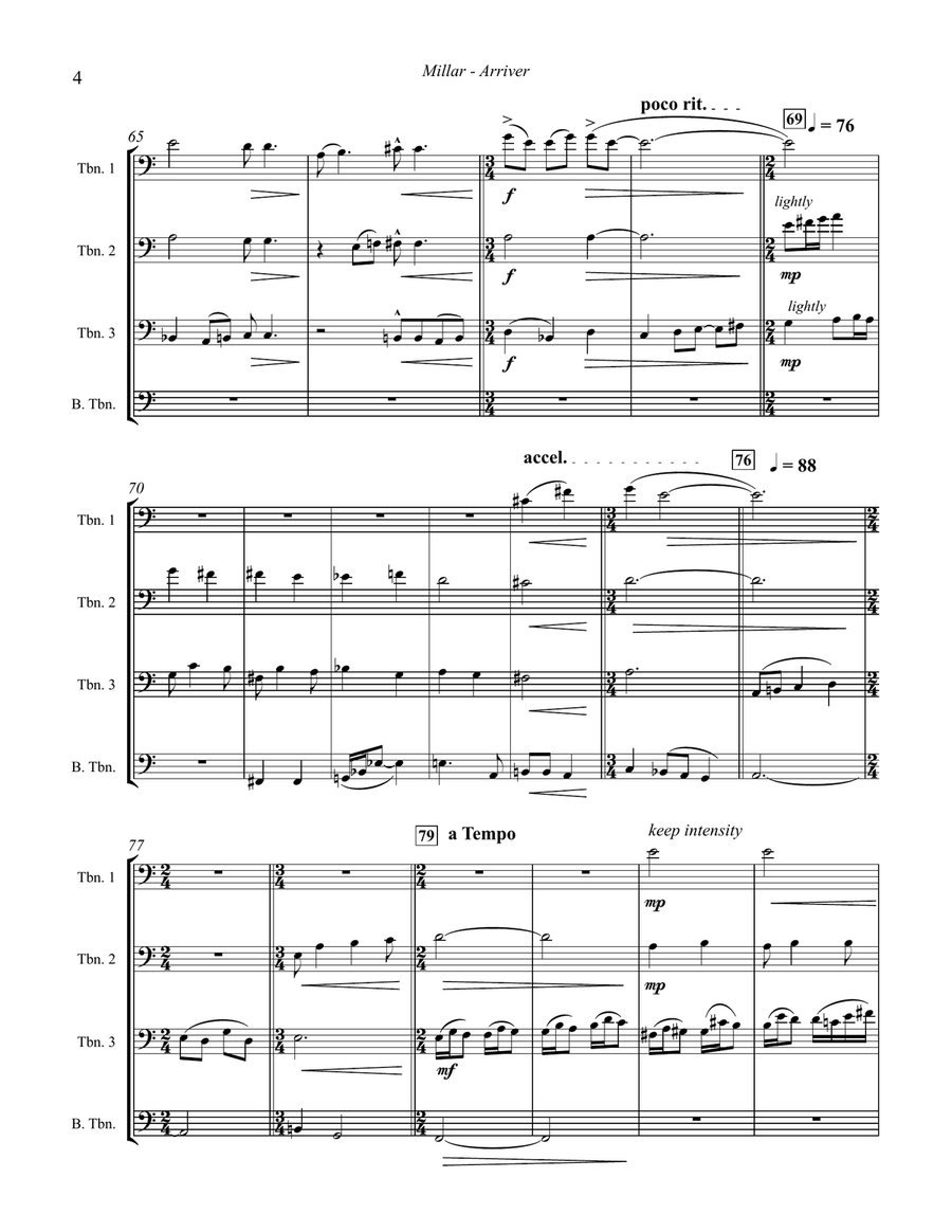 Arriver for Trombone Quartet Brass Quartet scores gallery preview page 4
