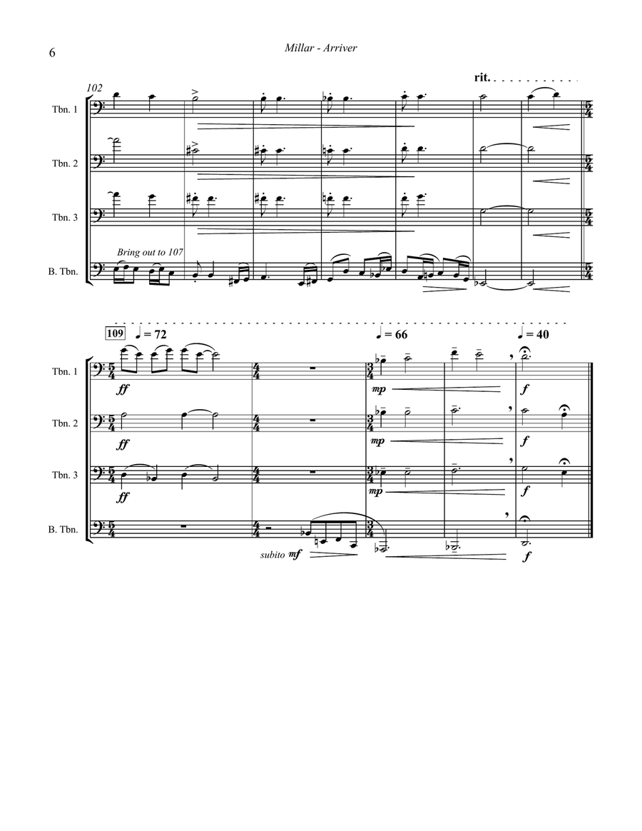 Arriver for Trombone Quartet Brass Quartet scores gallery preview page 6