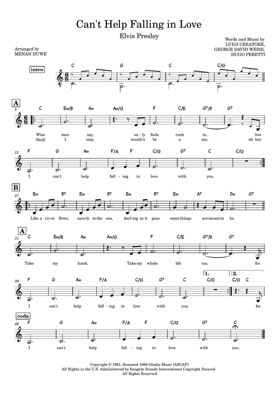 Can't Help Falling In Love Piano scores gallery preview page 2