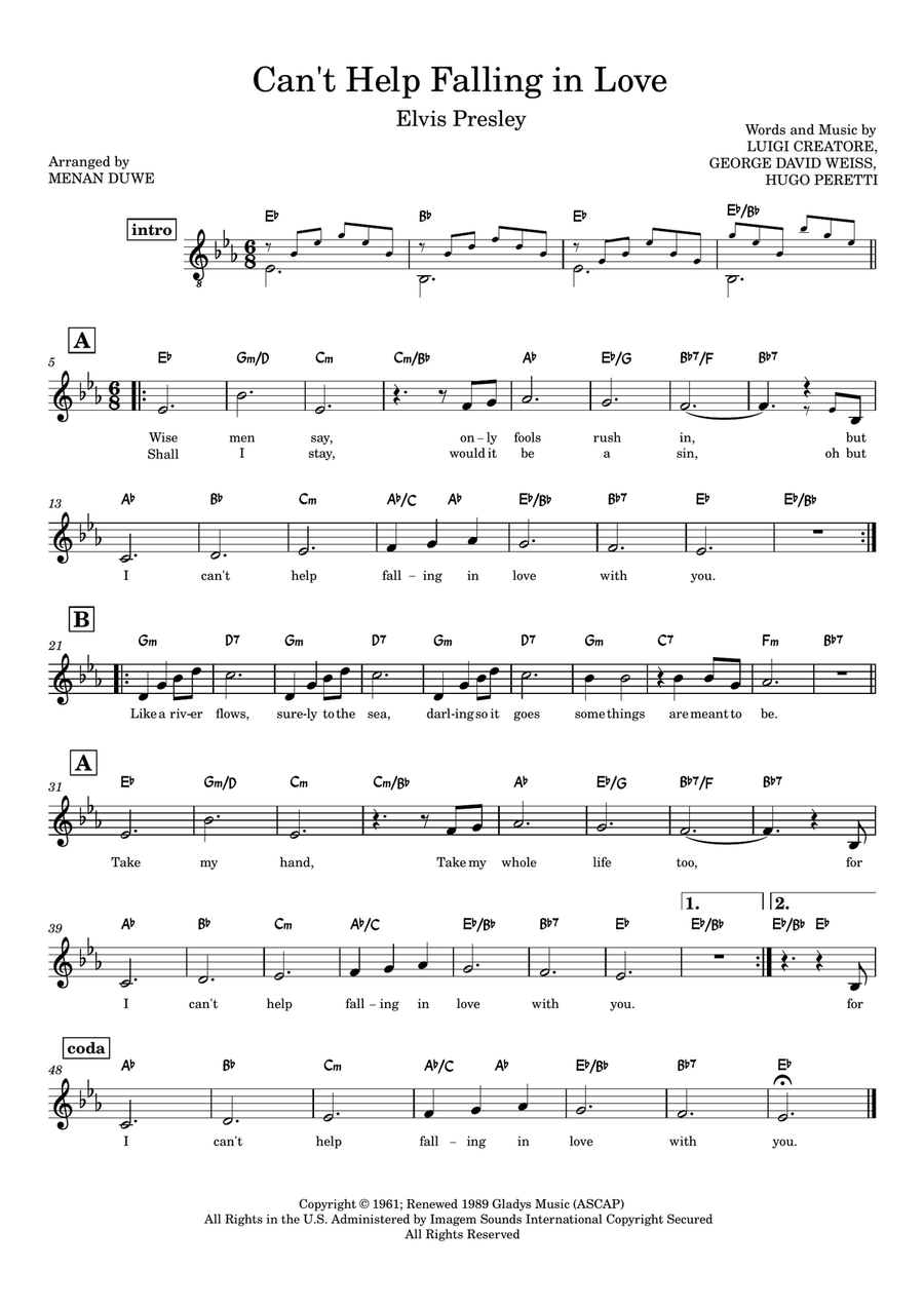 Can't Help Falling In Love Piano scores gallery preview page 3