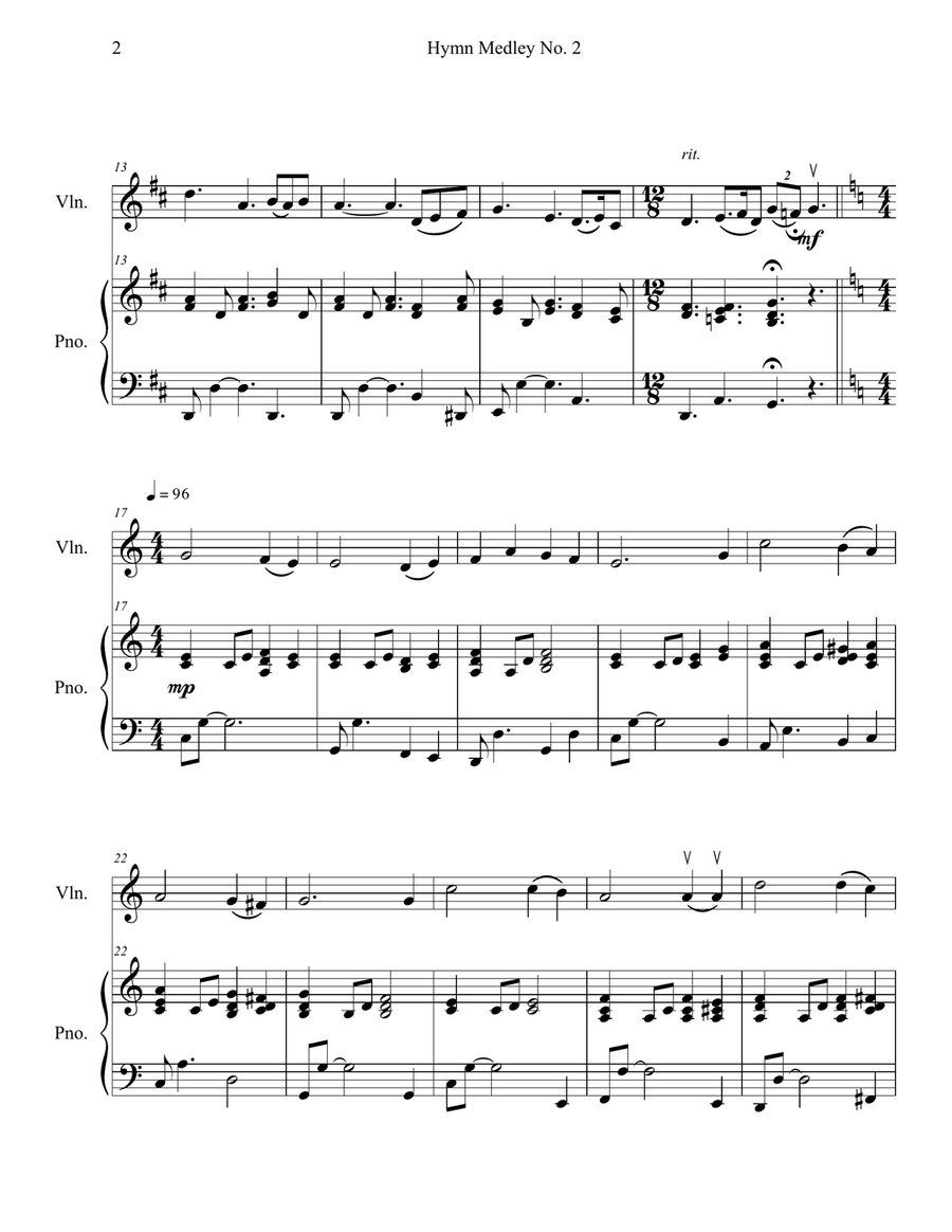 Hymn Medley No. 2 (Violin Solo with Piano Accompaniment) Violin Solo scores gallery preview page 2