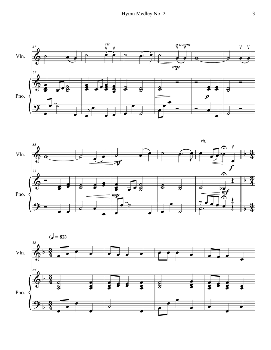 Hymn Medley No. 2 (Violin Solo with Piano Accompaniment) Violin Solo scores gallery preview page 3
