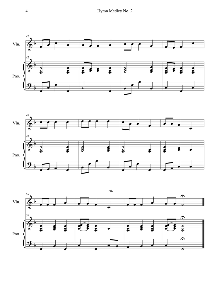Hymn Medley No. 2 (Violin Solo with Piano Accompaniment) Violin Solo scores gallery preview page 4