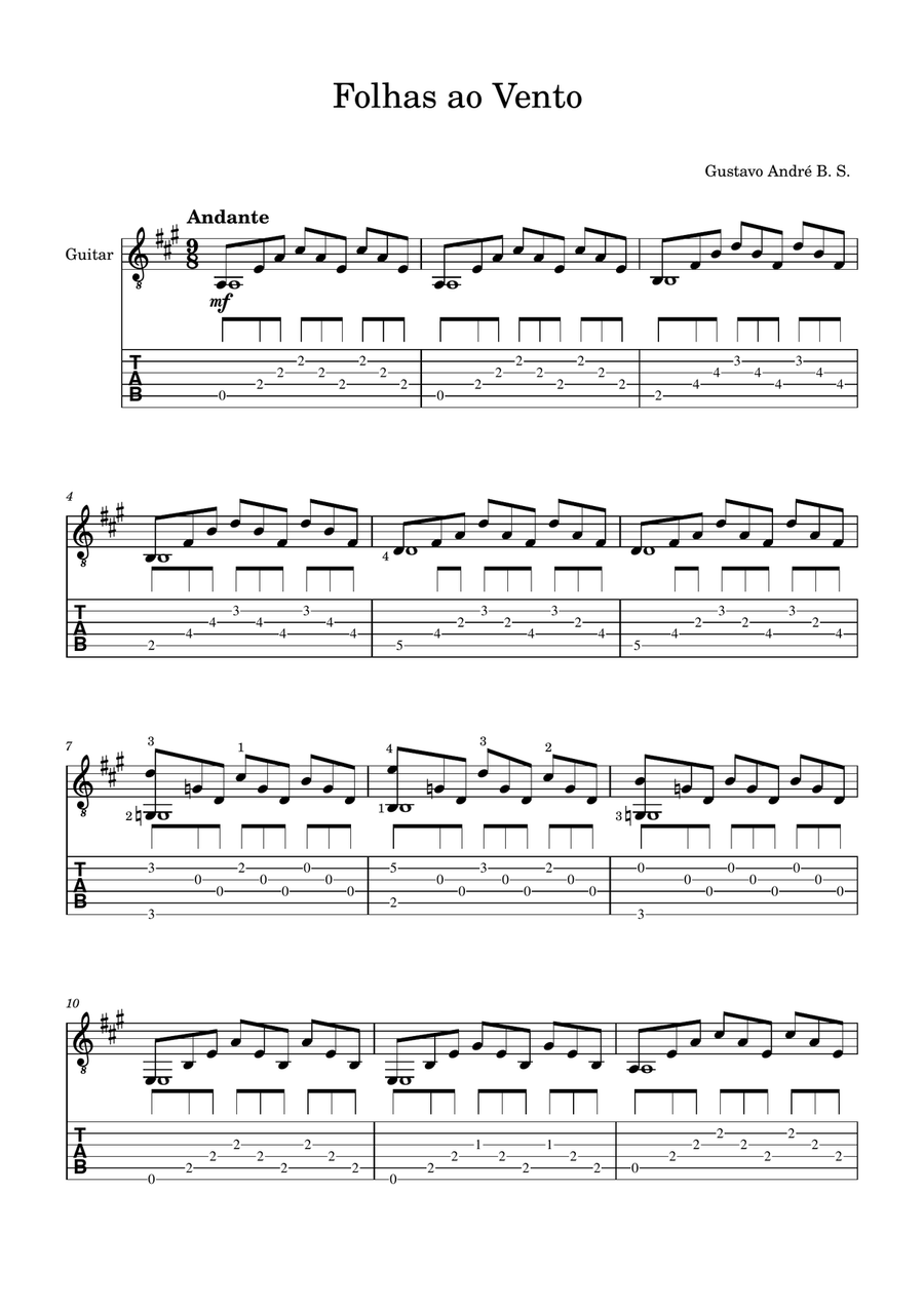 Folhas ao Vento Acoustic Guitar scores gallery preview page 1