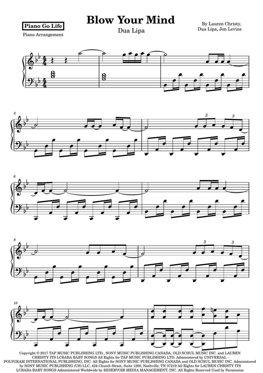 Blow Your Mind (Mwah) Blow Your Mind (Mwah) Piano Solo scores gallery preview page 1