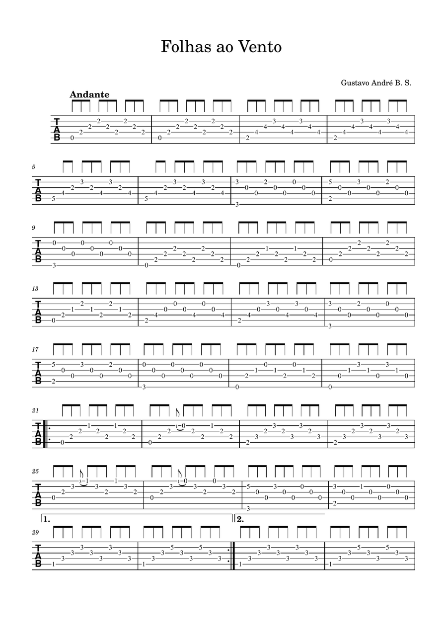Folhas ao Vento Acoustic Guitar scores gallery preview page 1