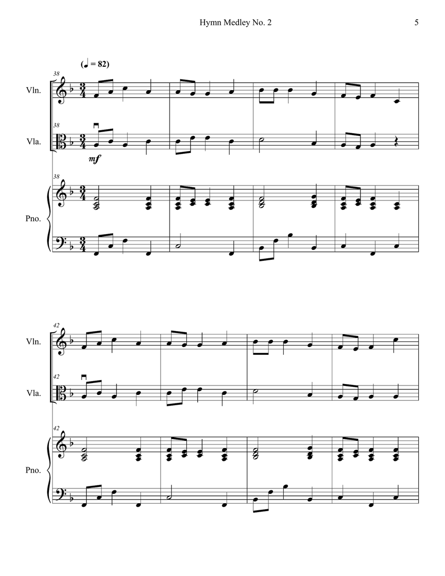 Hymn Medley No. 2 (Violin and Viola Duet with Piano Accompaniment) String Duet scores gallery preview page 5