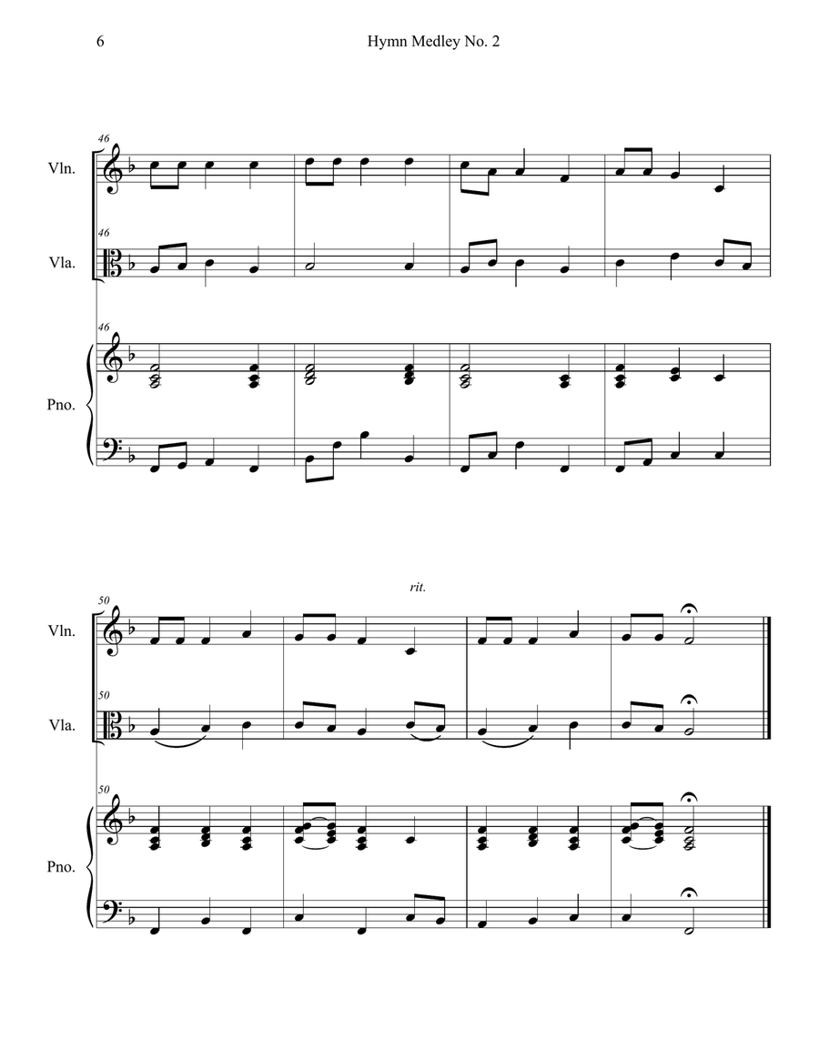 Hymn Medley No. 2 (Violin and Viola Duet with Piano Accompaniment) String Duet scores gallery preview page 6