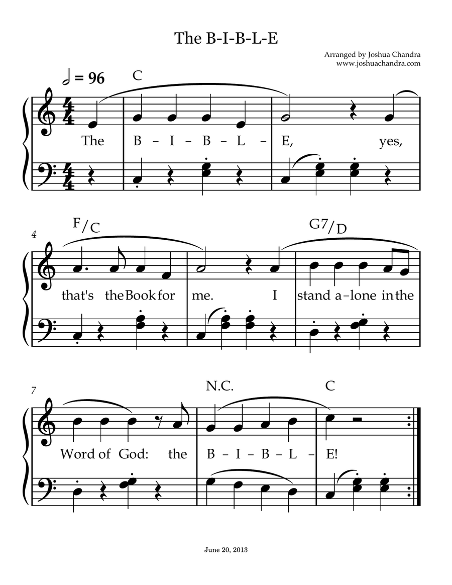 The B-I-B-L-E The B-I-B-L-E Piano Method scores gallery preview page 1