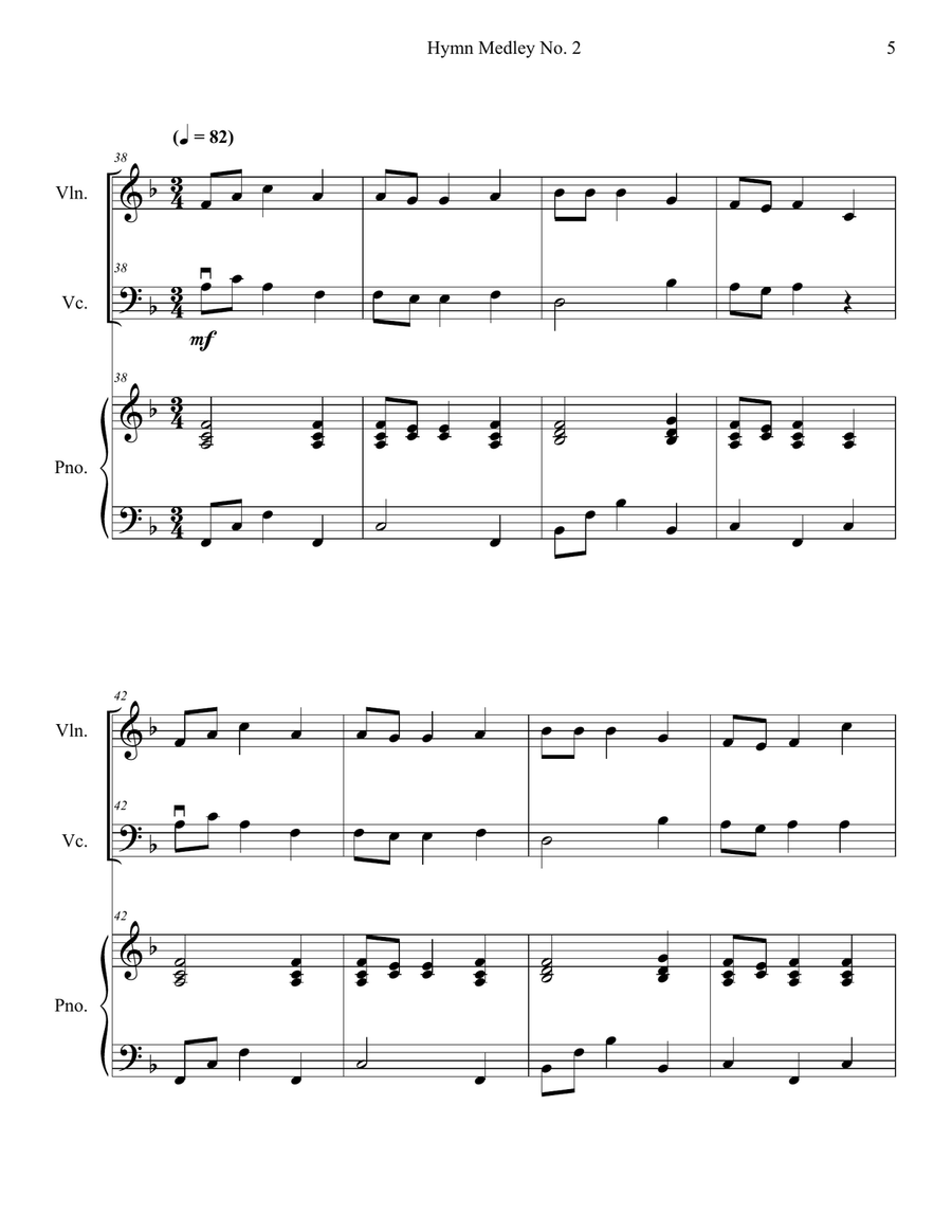Hymn Medley No. 2 (Violin and Cello Duet with Piano Accompaniment) Piano Trio scores gallery preview page 5