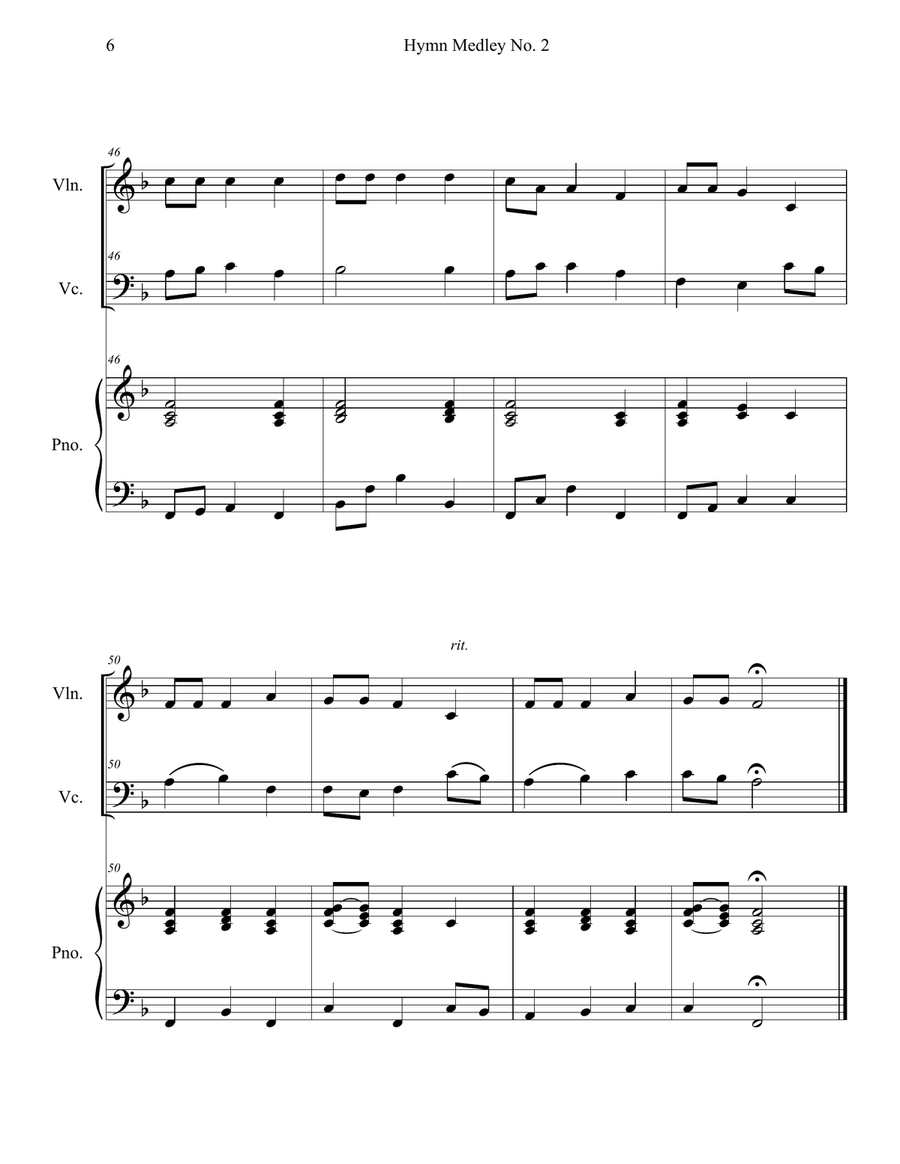 Hymn Medley No. 2 (Violin and Cello Duet with Piano Accompaniment) Piano Trio scores gallery preview page 6