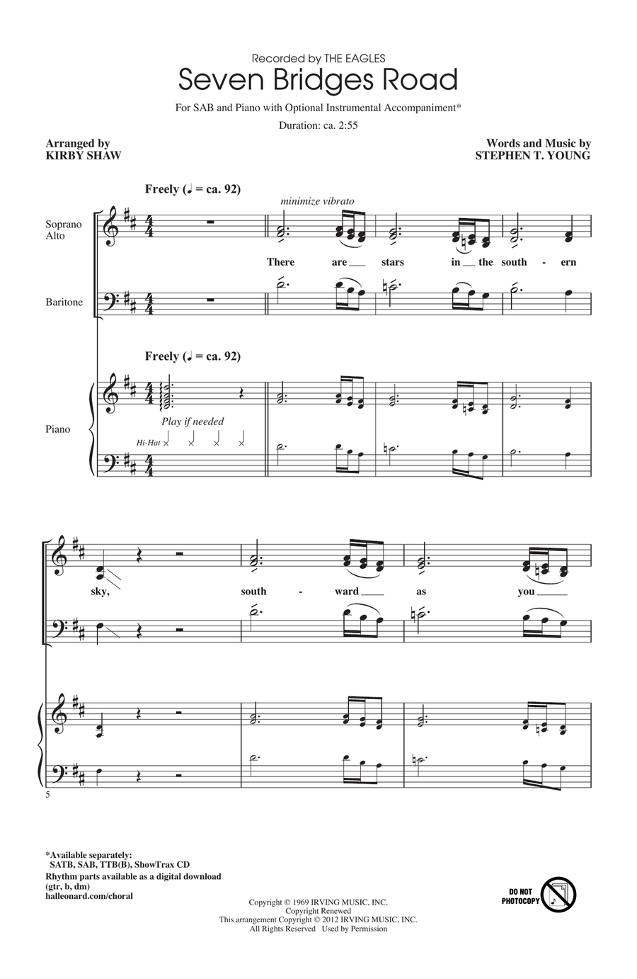 Seven Bridges Road (arr. Kirby Shaw) 3-Part scores gallery preview page 1