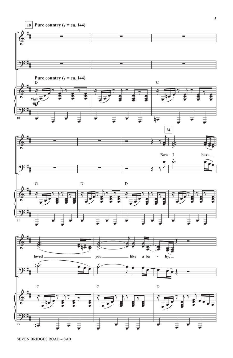 Seven Bridges Road (arr. Kirby Shaw) 3-Part scores gallery preview page 3