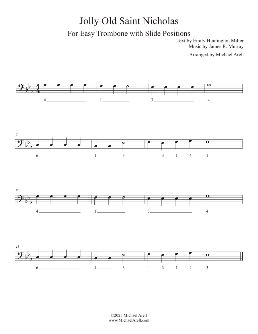 Jolly Old Saint Nicholas for Trombone Bass Trombone scores gallery preview page 2