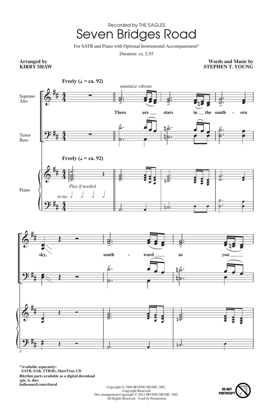 Seven Bridges Road (arr. Kirby Shaw) 4-Part scores gallery preview page 1