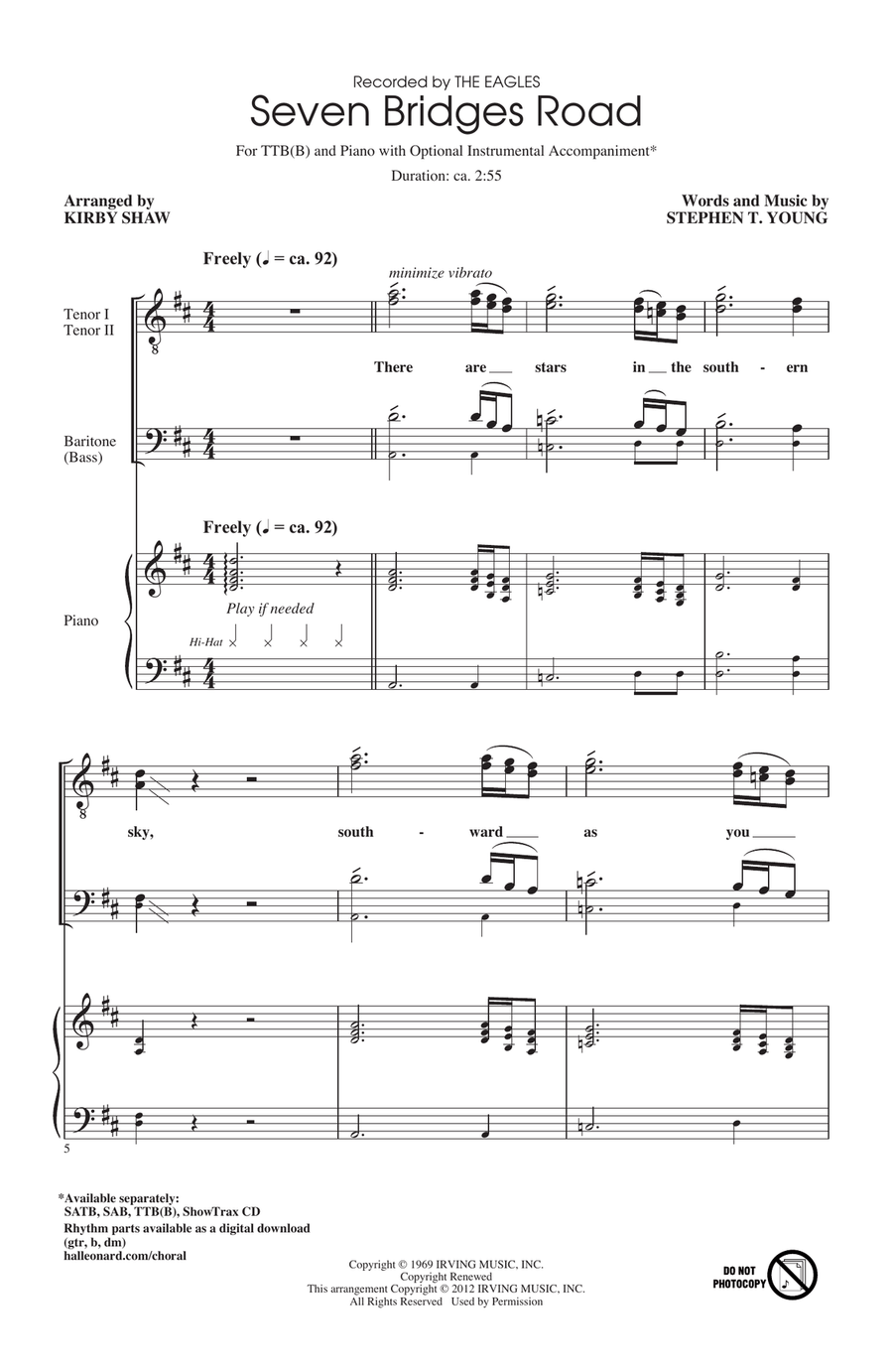 Seven Bridges Road (arr. Kirby Shaw) TTB scores gallery preview page 1