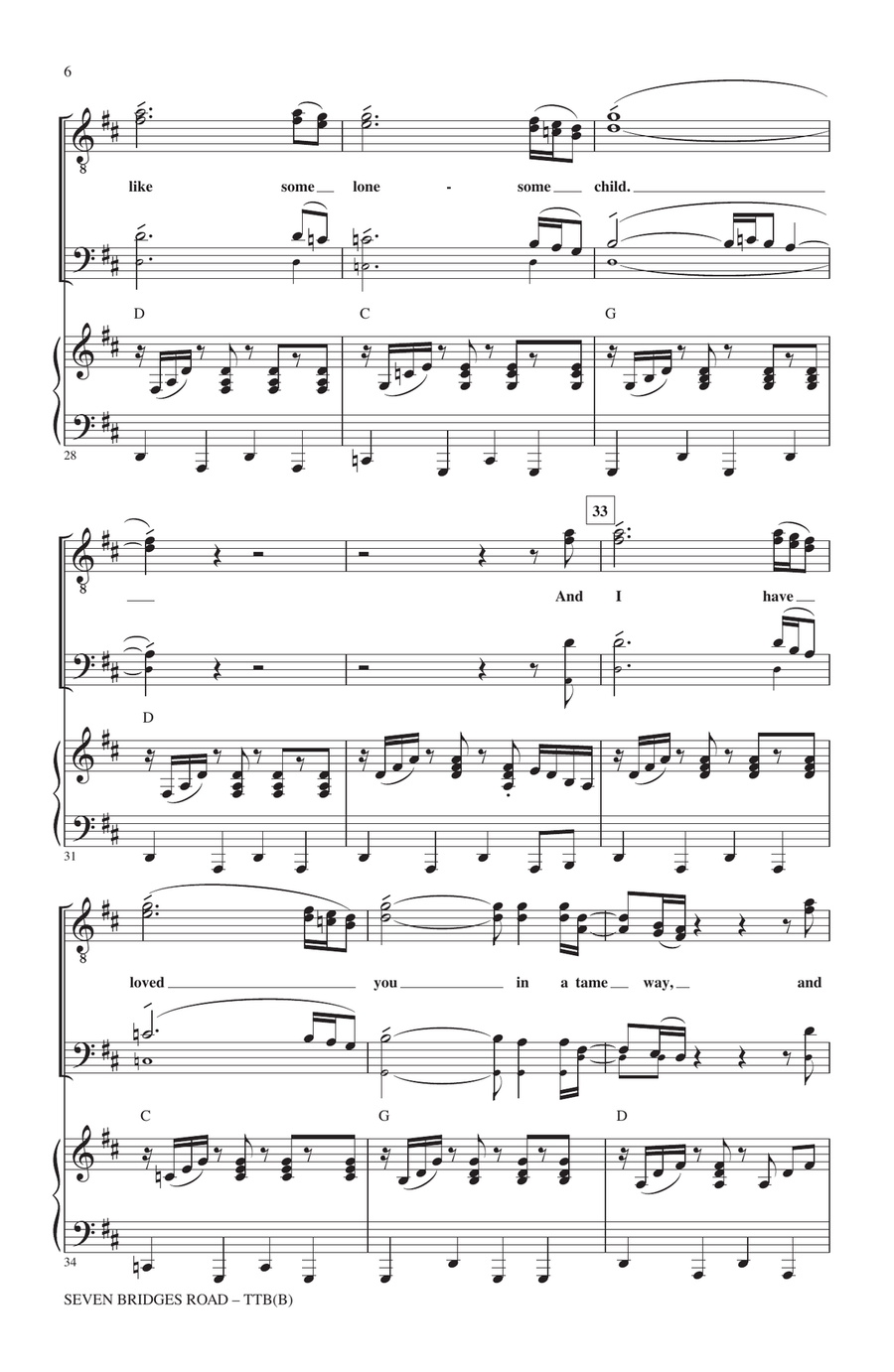 Seven Bridges Road (arr. Kirby Shaw) TTB scores gallery preview page 4