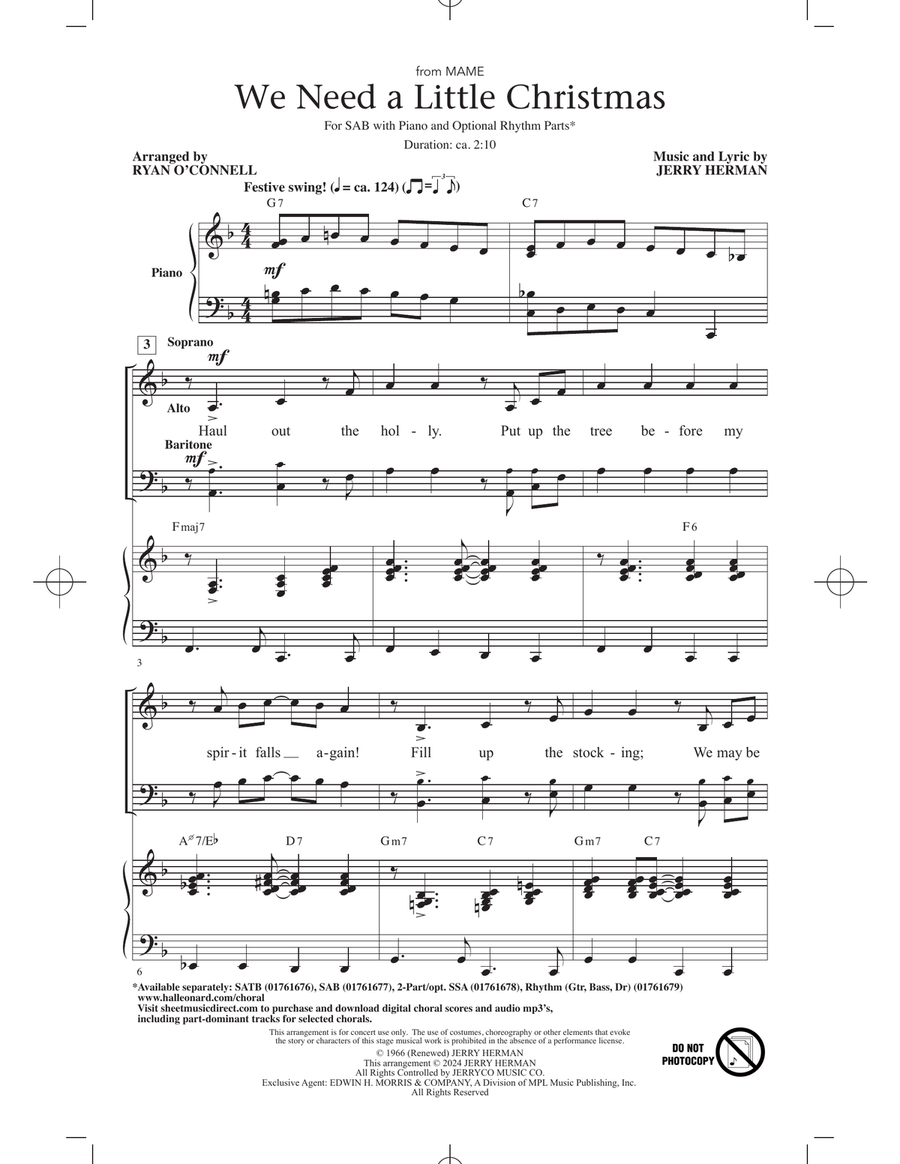 We Need A Little Christmas (from Mame) (arr. Ryan O'Connell) 3-Part scores gallery preview page 1