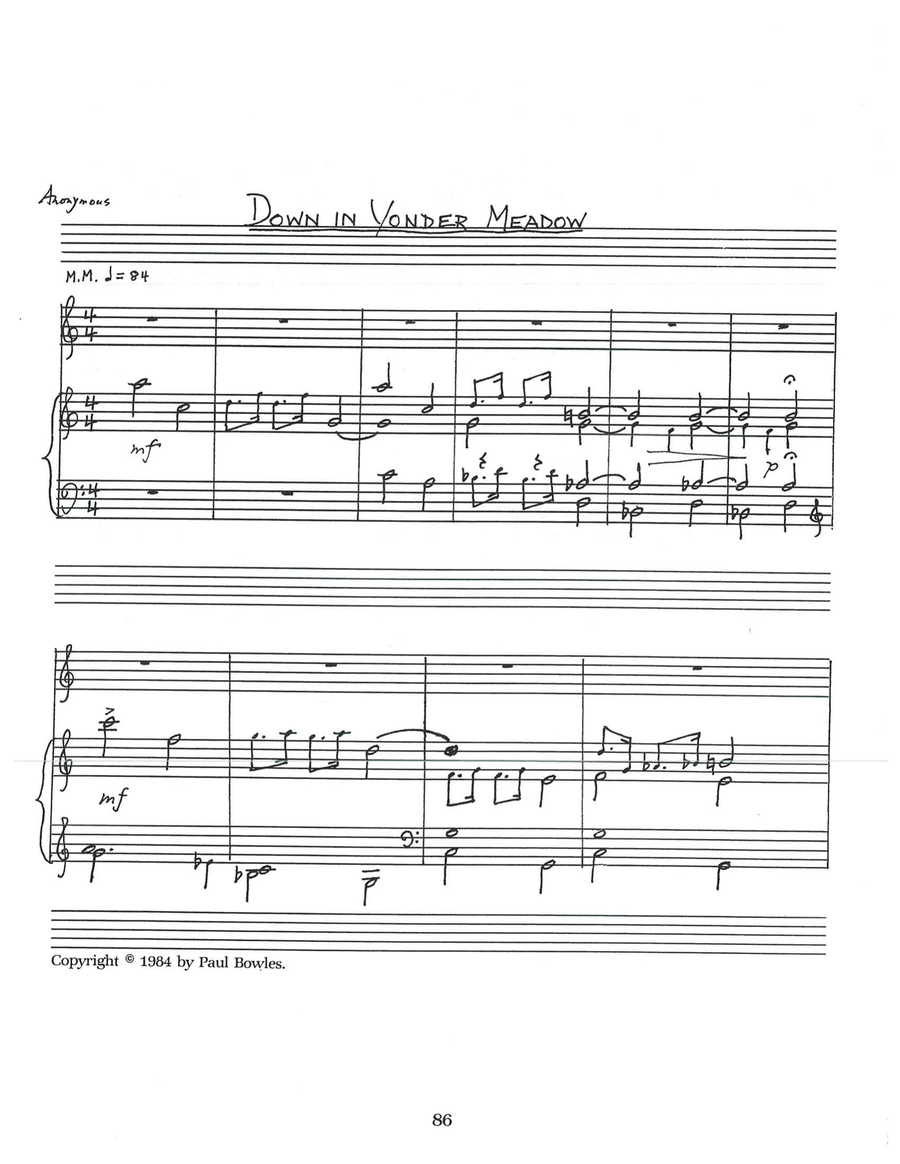 Down In Yonder Meadow Down In Yonder Meadow Piano, Vocal scores gallery preview page 1