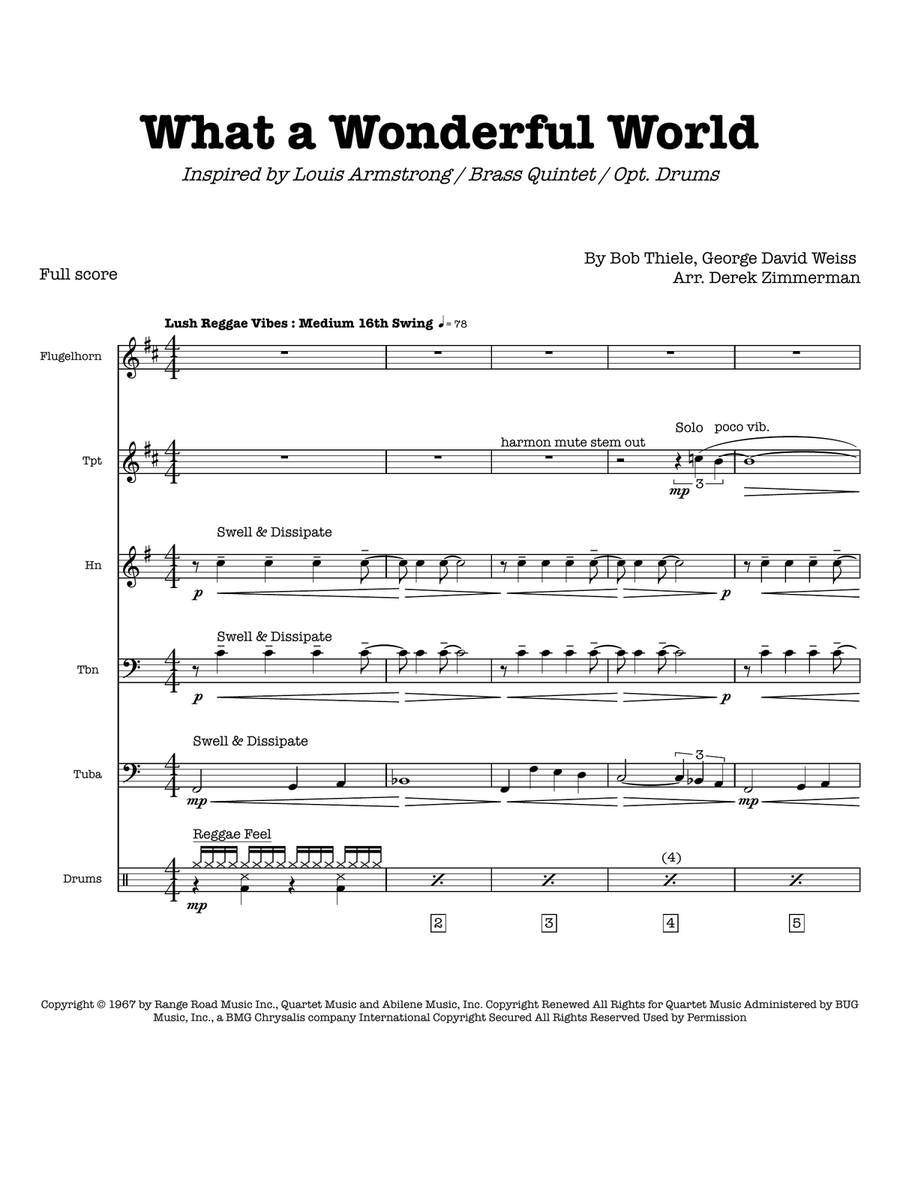 What A Wonderful World Brass Quintet scores gallery preview page 1