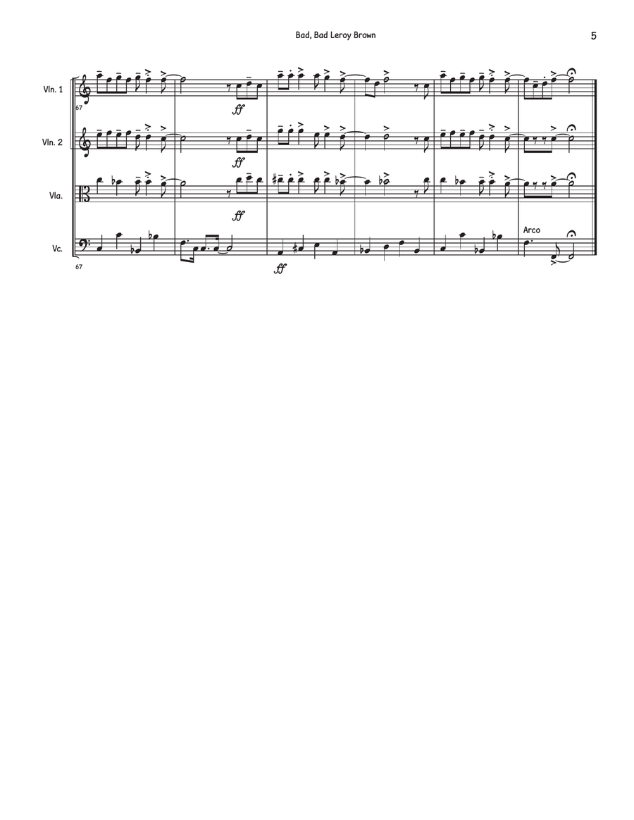 Bad, Bad Leroy Brown Bad, Bad Leroy Brown String Quartet scores gallery preview page 5
