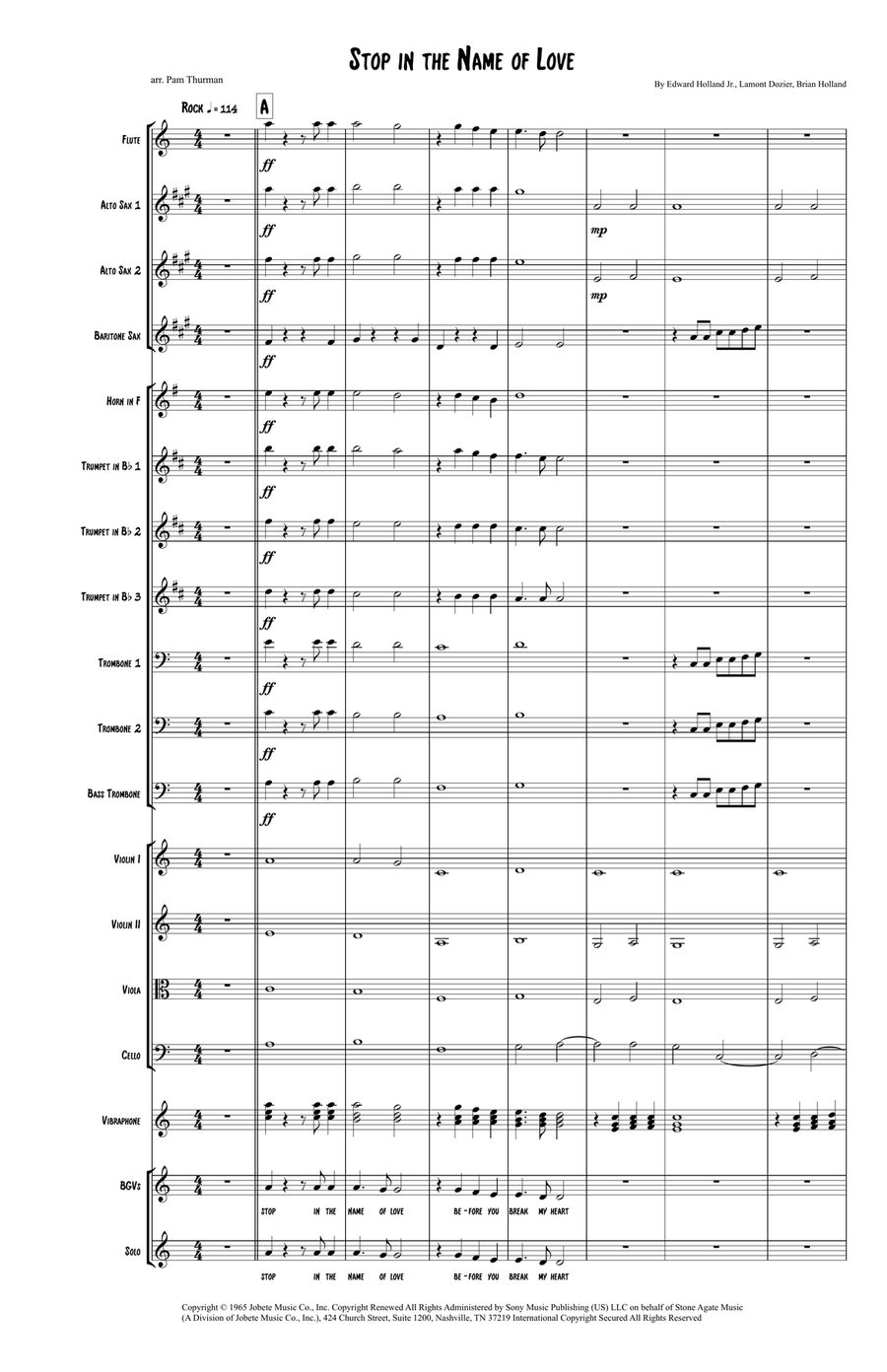 Stop! In The Name Of Love Chamber Orchestra scores gallery preview page 1