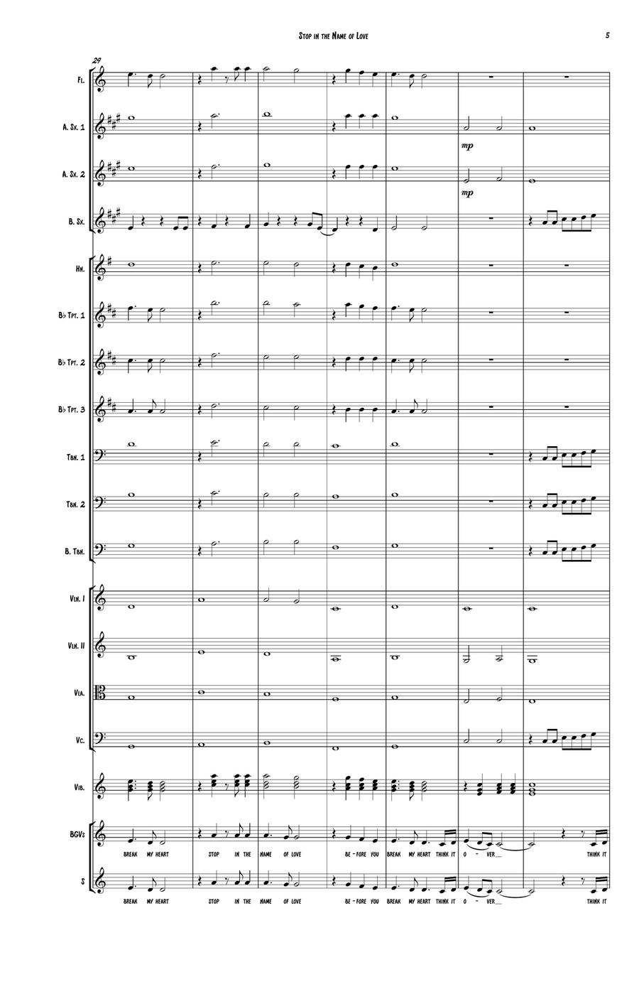 Stop! In The Name Of Love Chamber Orchestra scores gallery preview page 5