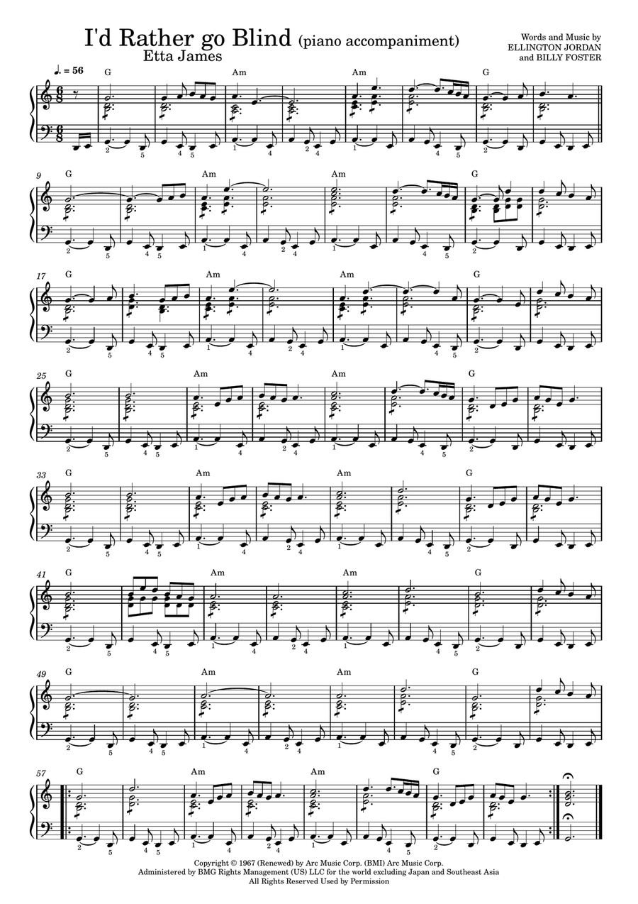 I'd Rather Go Blind I'd Rather Go Blind Piano, Vocal scores gallery preview page 1