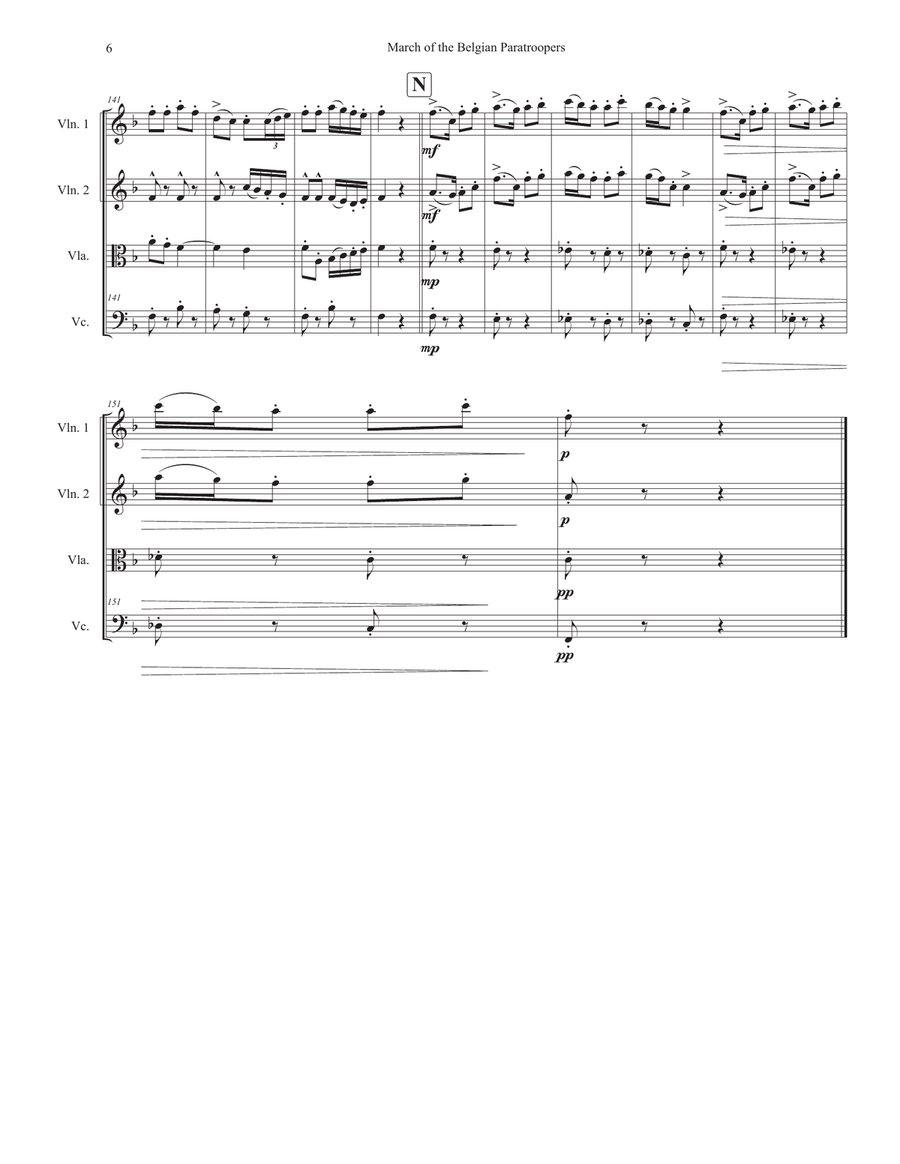March Of The Belgian Paratroopers (Marche Des Parachutistes Belges) String Quartet scores gallery preview page 6