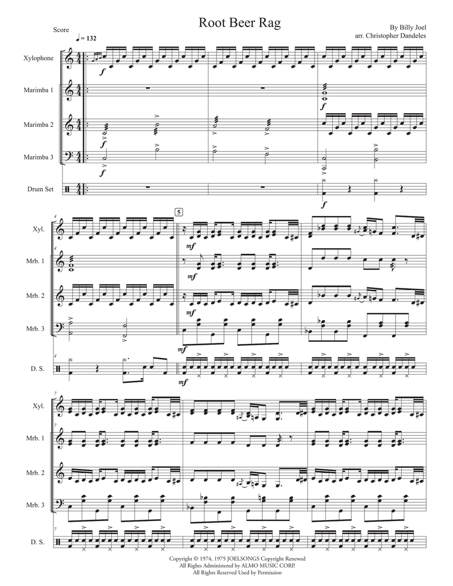 Root Beer Rag Root Beer Rag Percussion Ensemble scores gallery preview page 1