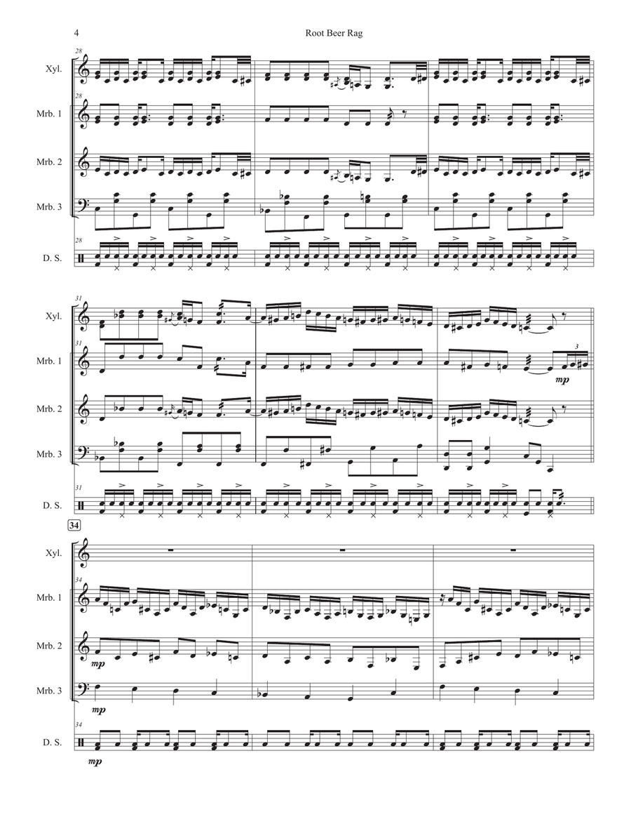 Root Beer Rag Root Beer Rag Percussion Ensemble scores gallery preview page 4