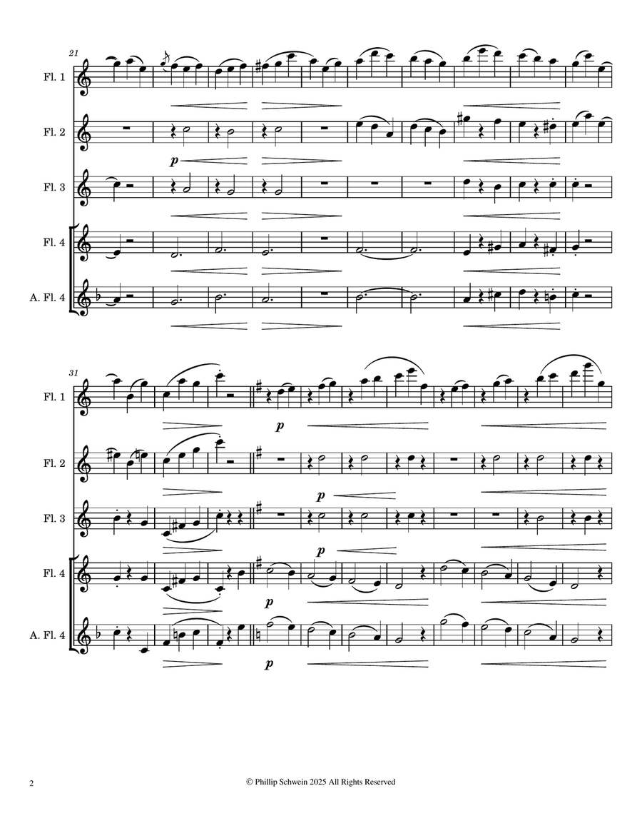 Petite Valse Op. 26 for Flute Quartet with Optional Alto Flute Flute Quartet scores gallery preview page 2