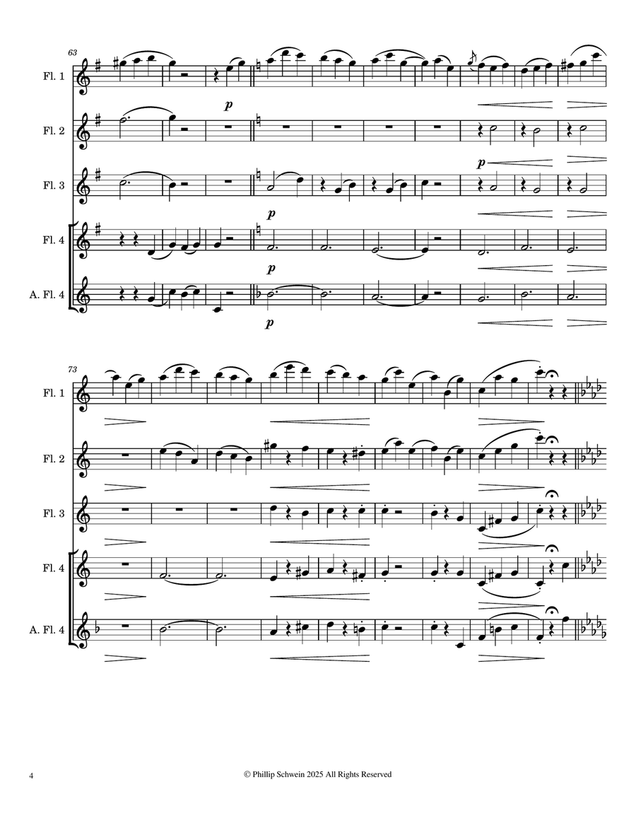 Petite Valse Op. 26 for Flute Quartet with Optional Alto Flute Flute Quartet scores gallery preview page 4