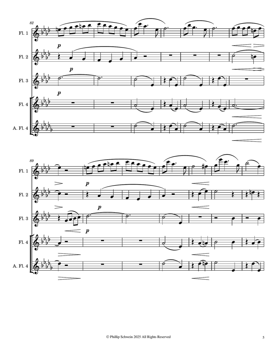 Petite Valse Op. 26 for Flute Quartet with Optional Alto Flute Flute Quartet scores gallery preview page 5
