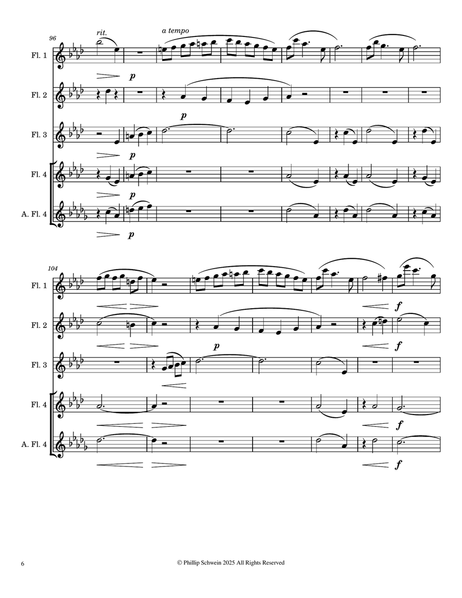 Petite Valse Op. 26 for Flute Quartet with Optional Alto Flute Flute Quartet scores gallery preview page 6