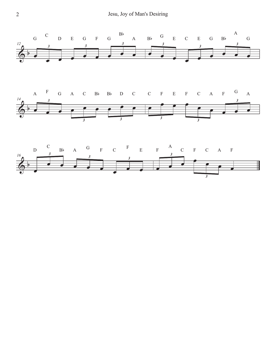 Jesu, Joy Of Man's Desiring for Trumpet C Trumpet scores gallery preview page 2