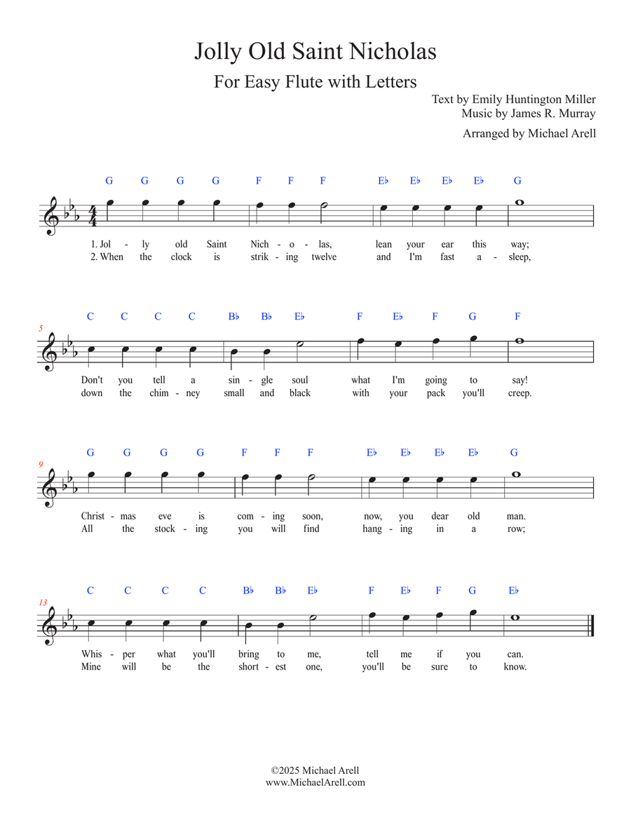 Jolly Old Saint Nicholas for Flute Piccolo scores gallery preview page 1