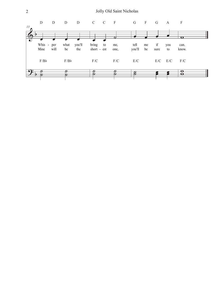 Jolly Old Saint Nicholas for Piano Easy Piano scores gallery preview page 2