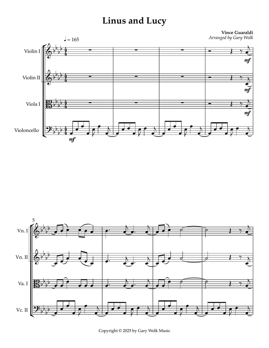 Linus And Lucy Linus And Lucy String Quartet scores gallery preview page 1
