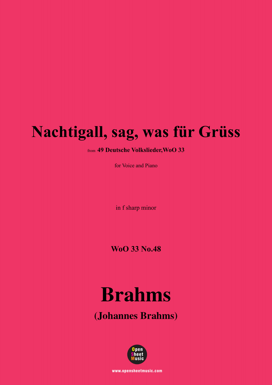 Brahms-Nachtigall,in f sharp minor Piano, Vocal scores gallery preview page 1