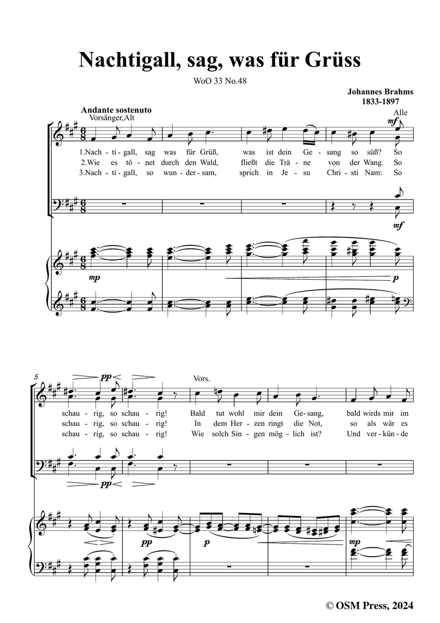Brahms-Nachtigall,in f sharp minor Piano, Vocal scores gallery preview page 3