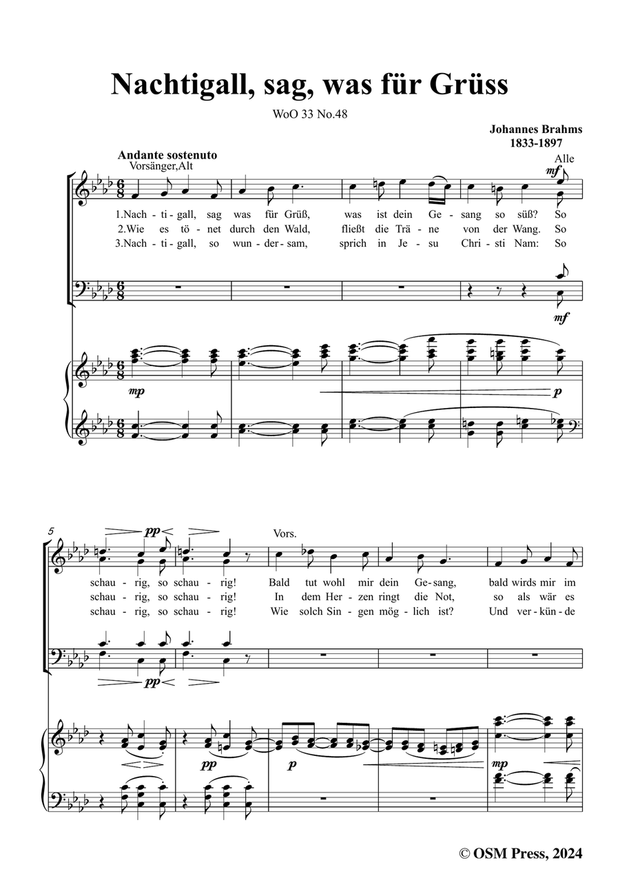Brahms-Nachtigall,in f minor Piano, Vocal scores gallery preview page 3